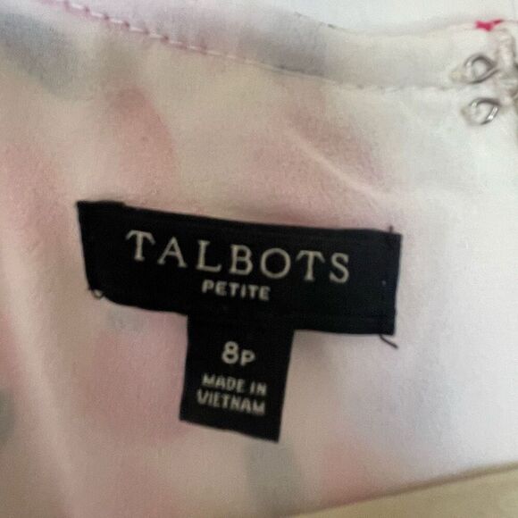 Talbots Red Pink Floral Cascade Faux Wrap Summer Dress Women’s Size 8 Petite 8P - Picture 3 of 7